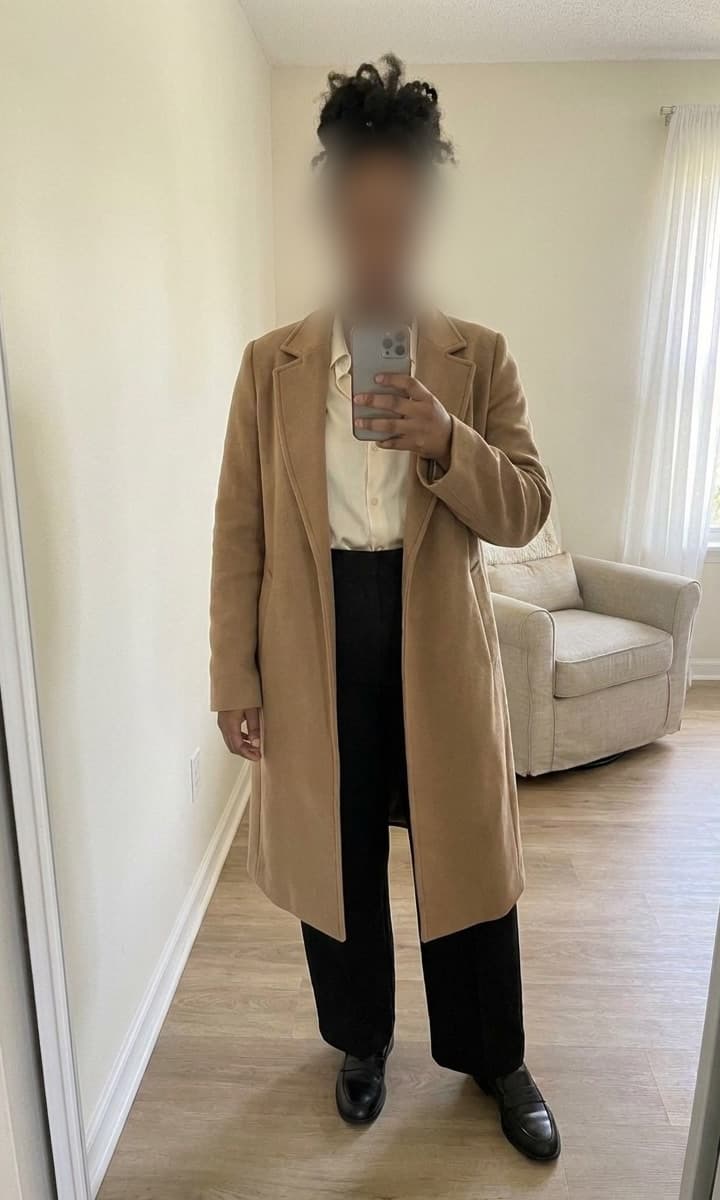 Julia in a camel coat